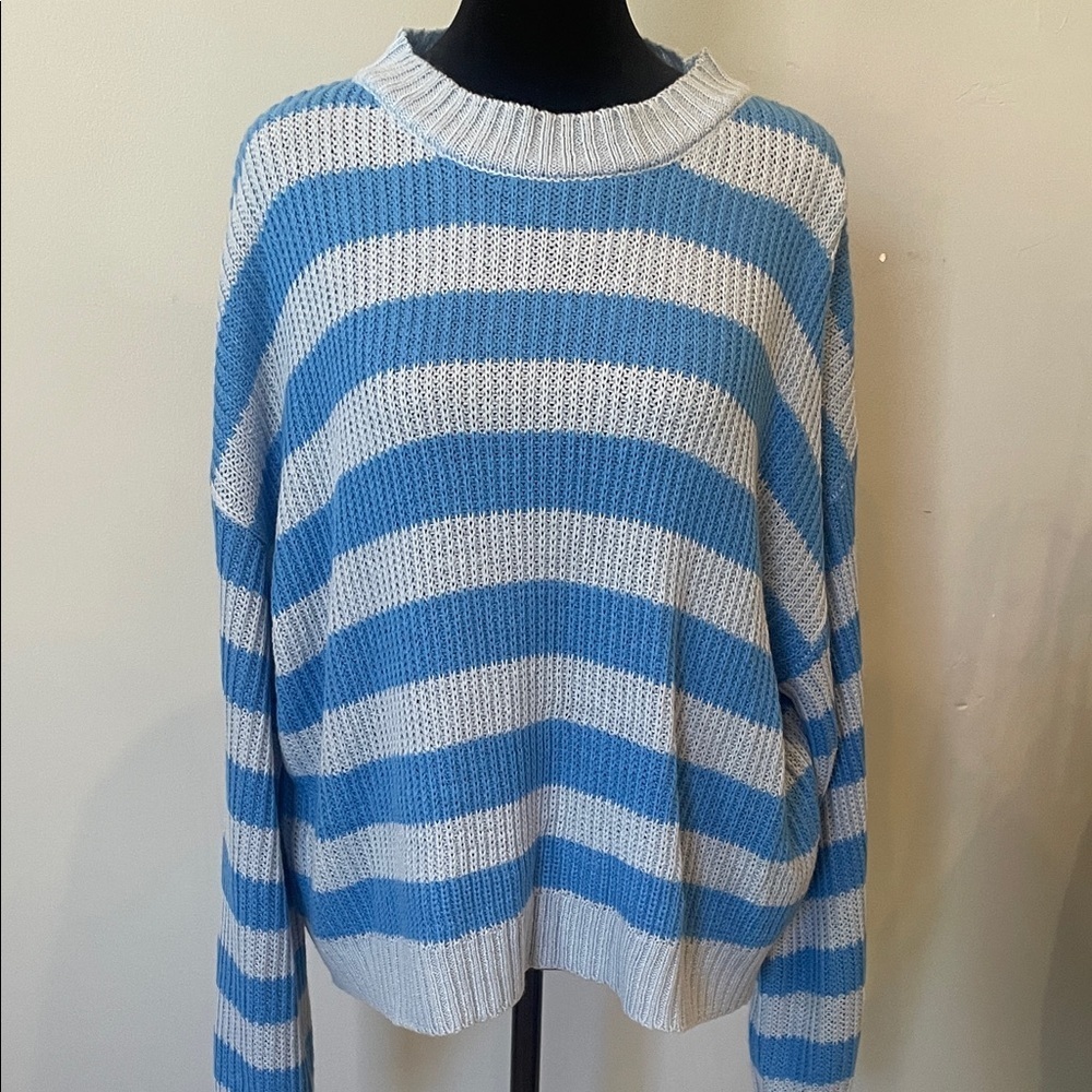 Blue Striped Women's Sweater loose fit